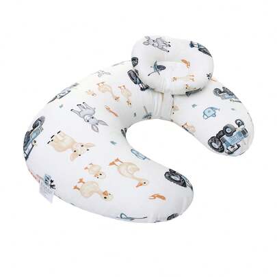U-Shaped Nursing Pillow, Baby Learning Sit-Up Pillow, Maternity Pillow, Cartoon Tractor