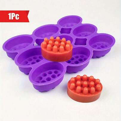 1/2 khuôn silicon hình bầu dục - Khuôn xà phòng massage hai ngăn, thích hợp làm xà phòng thủ công - Dễ dàng lấy xà phòng ra khỏi khuôn, bền và dẻo, có thể dùng để làm xà phòng thủ công sáng tạo, cũng thích hợp làm quà cưới.