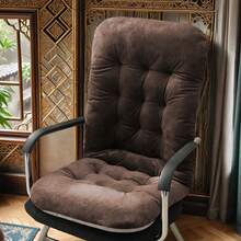 Non-Slip Desk Chair Cushion Rocking Office Chair Pad With Ties Soft Seat Cushion With High Back Support For Dorm Floor Car Office Patio - 巧克力棕 - 查看 1