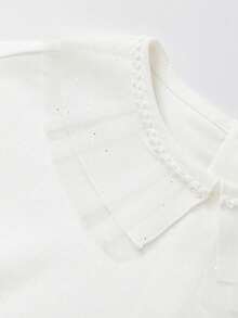 Balabala 女童長袖 Polo 衫，休閒時尚風格，舒適混紡面料，適合春季 - 本白 - 查看 5