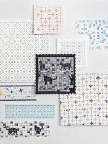 1卷银箔纸胶带，彩色砖块系列，清新艺术感，用途广泛，适用于DIY剪贴簿、日记装饰。 - 彩色 - 查看 6