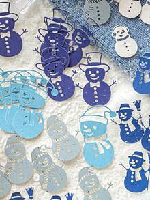 1包白色牛皮纸镂空材料包，冬季觅食系列，简约冬季雪景剪贴簿贴纸 - 彩色 - 查看 9