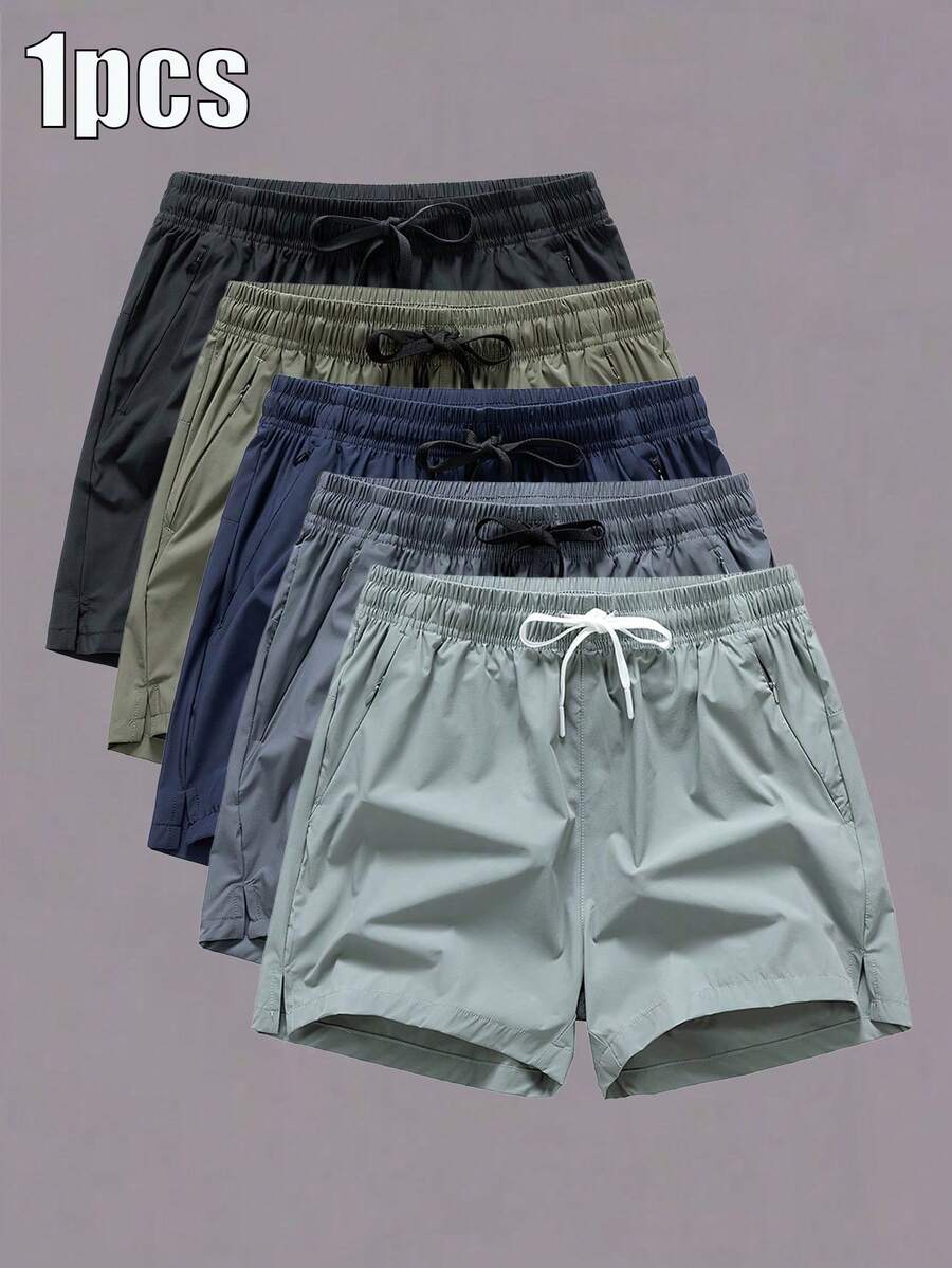 1件装男女运动冰丝短裤，跑步训练健身百慕大短裤，夏季户外沙滩裤 - 綠色 - 查看 1