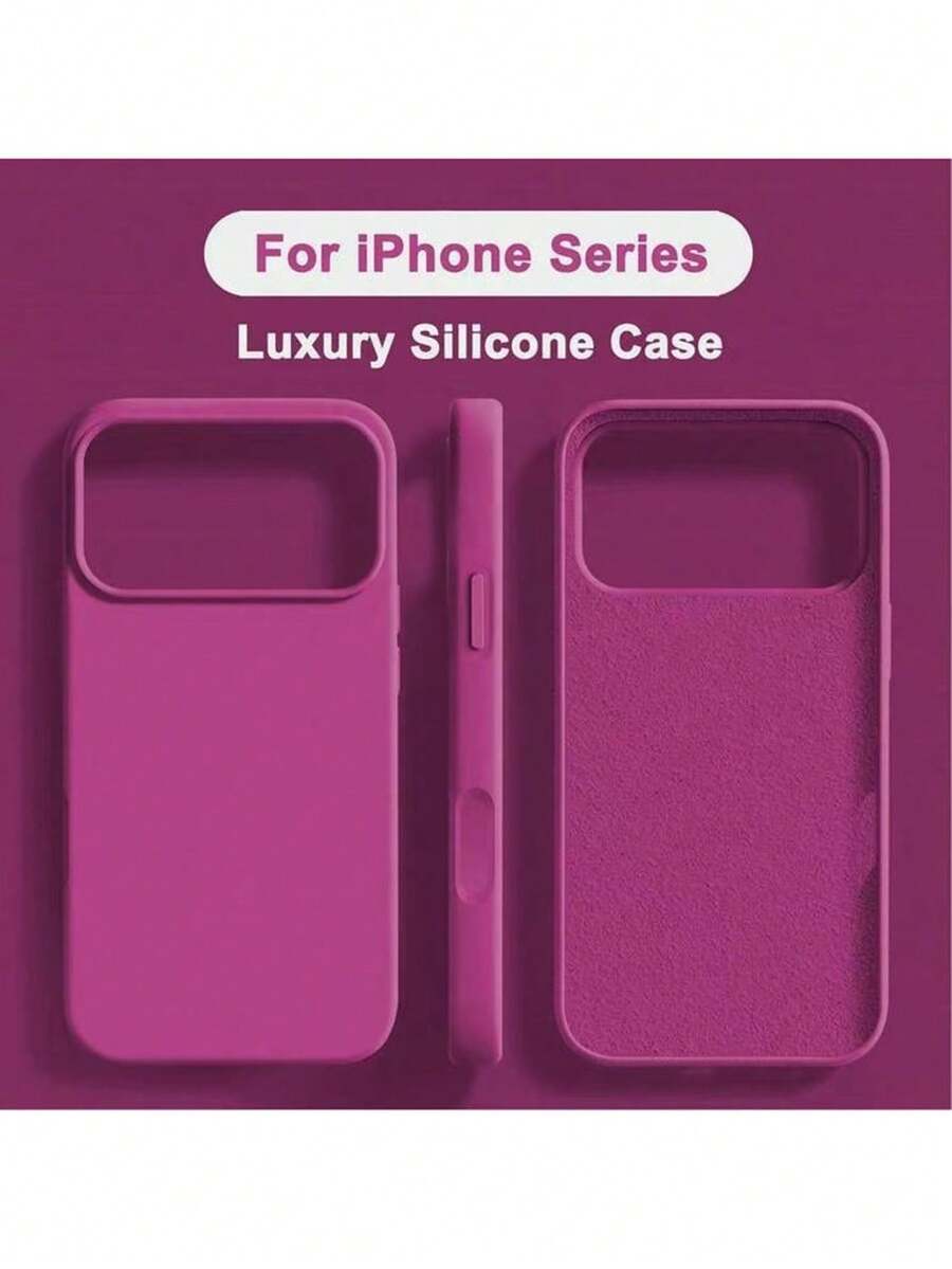 Liquid Silicone 3-Layer Full Protective Soft Rubber Phone Case, Shock-Proof Cover With Anti-Scratch Microfiber Lining, Compatible With IPhone 17, 17 Air, 17 Pro, 17 Pro Max, 13, 11, 16 Pro Max, 15, 14 Plus, 12 - Pitaya - View 1