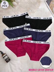6件套女士低腰内裤套装，包括字母腰带内裤、舒适内裤、性感无痕内裤、纯色内裤和黑色短裤，适合万圣节和秋季穿着。 - 彩色 - 查看 2