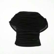 Women's Scarf Collar Draped Sleeveless Fitted Top Spring Summer New Casual Office Wear - màu đen - Xem 4