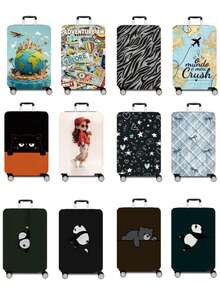 1pc Luggage Cover Suitcase Protective Sleeve, Multiple Sizes Available. Made Of Polyester Fiber, Scratch-Resistant & Wear-Resistant, Unisex. Ideal For Business Trips And Summer Vacations. Easy To Hand Wash And Detachable, A Must-Have Travel Accesso - Multicolor - View 3