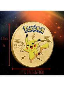 pokemon Monedas de metal de Pokémon, monedas de metal de Pikachu, Charizard, Mewtwo, Pikachu, tarjetas de colección de juego redondas, juguetes de anime - Multicolor - Ver 6