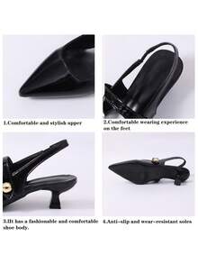 Women's Fashion Pointed Toe Bowknot Slip On Mules, Comfortable Versatile High Heel Backless Sandals, Summer - Black - View 11