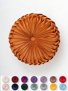 1个现代南瓜图案靠垫，圆形抱枕/座椅垫/腰枕，适用于客厅沙发卧室装饰，多种颜色可选 - 彩色 - 查看 13