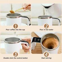 Automatic Magnetic Stirring Coffee Mug New Self Stirring Mug Electric Protein Shaker Bottle Stainless Steel Mixing Cup - Baby Pink - View 8