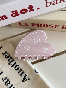 1个/6个装休闲亚克力心形发爪夹，2026新款，适合海滩、旅行、派对、度假、返校等场合，甜美发夹 - 彩色 - 查看 12