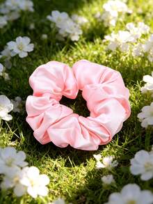 Christian Dior 1pc High Quality Silk Hair Scrunchie, Pink. Casual, Fashionable, Minimalist Hair Tie. No Trace, No Hair Damage. - Pink - View 3