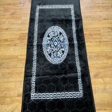 Beautiful Teddy Runner Rug Non-Slip 90x190cm Soft Fluffy Hallway Mat - Black/blue - View 3