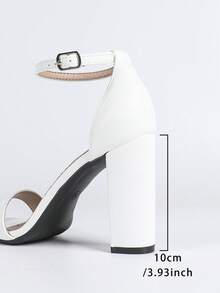 Women's Chunky Block Heels Open Toe Ankle Strap High Heel Pump Sandals - trắng - Xem 10