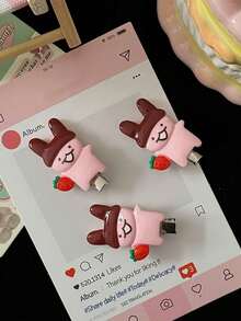 4pcs Strawberry Chocolate Rabbit Hair Clip Cute Cartoon Design Durable Plastic Hair Accessory Styling Fixed Decorative Hair Clip Dropped Hair Edge Clip, Side Duck Billed Clip Hair Clip Accessories Women's Hair Accessories, Best Halloween/Christmas Gift For Friends And Teachers, Claw Clips, Hair Slide, Hair Barrettes, Head Accessories, Hairpin - Multicolor - View 6