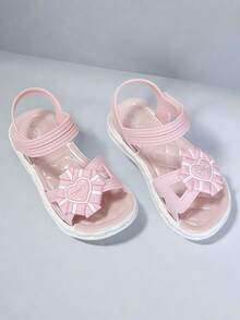 可爱水钻蝴蝶结露趾凉鞋，透气舒适，适合女孩海滩度假 - 粉色 - 查看 7