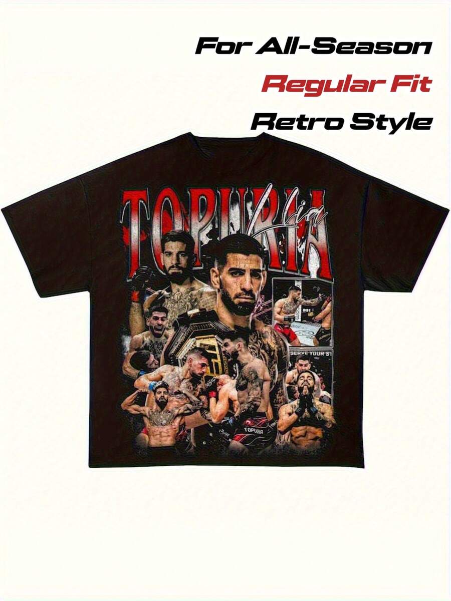 Men'S Vintage El Matador MMA Graphic T-Shirt - Black Championship Belt & Dynamic Fighting Stance Design, Retro Style Short Sleeve, Regular Fit Casual Tee With Motivational Sportswear, Machine Washable, All-Season Comfort For MMA Training & Casual Attire, Gym Clothing, Workout Gear, Sporty Look, Durable Material, Breathable Fabric, Athletic Wear, Fitness Enthusiasts, Combat Sports Fans, Mma T Shirt, Men Graphic Tee, Vintage T Shirt Men, Men Shirt, Tee Shirt For Men, Men Clothe, Men - màu đen - Xem 1