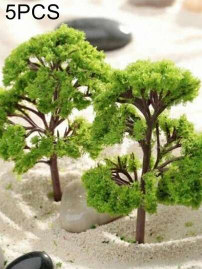5棵4/6/7/9厘米人造迷你绿树，适用于火车模型布局、景观和风景装饰、公园和海滩绿化。