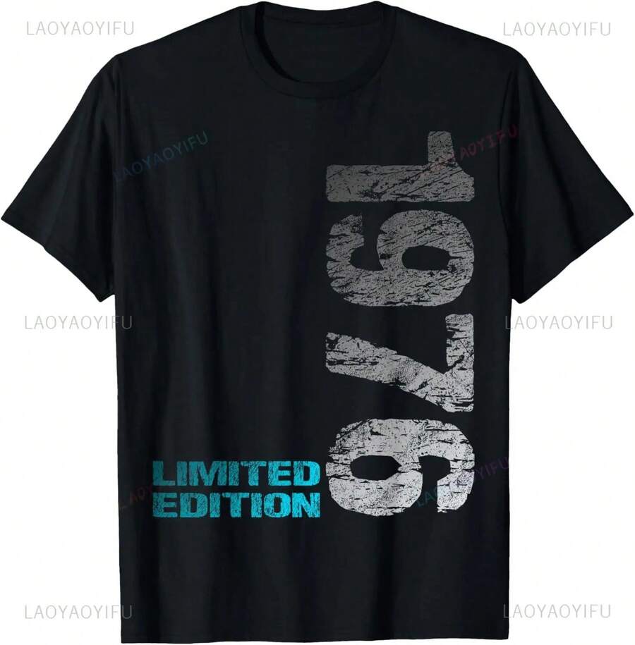 2026 Edición Limitada 1976 Camiseta Vintage Impresa Impresión a Demanda Individualidad Camiseta de Manga Corta Camisas Streetwear - Negro - Ver 1