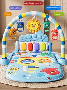 婴儿游戏垫 - 互动音乐钢琴软垫，婴儿游戏垫，婴儿钢琴垫，适合宝宝练习趴卧，婴儿健身垫和活动垫，婴儿钢琴健身垫，新生儿和幼儿游戏垫，早教活动健身架，音乐互动，易于安装，培养运动技能，可爱动物图案设计，理想的宝宝生日礼物 - 彩色 - 查看 9