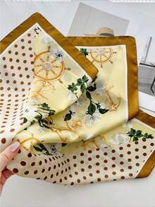 1条波点撞色时尚围巾，百搭配饰，适合夏季、通勤和日常穿着