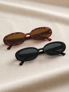 1 Piece Set Of Classic Oval Plastic Glasses, Suitable For Holiday Gifts, Tropical Beach Vacations, Outdoor Leisure Activities, Street Photography And An Ideal Choice For Summer Beach Trips, Outdoor Activities, Travel, Back To School, University Style And Campus Look. - 鏽棕色 - 查看 1