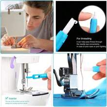 1/2/4PCS Blue&White Multicolor Automatic Needle Threaders Easy Thread Guide Tool - Needles Sewing Supplies For Elderly Sewing, Hand Sewing, Machine Sewing, DIY Quilting & Embroidery - Time-Saving Ergonomic Universal Fit Sewing Essential For Beginners & Craft Enthusiasts - trắng - Xem 6