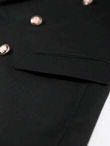 2pcs New Men's Suit Set, Notched Lapel Double-Breasted Design, Elegant & Comfortable Men's Blazer + Pants - Black - View 7