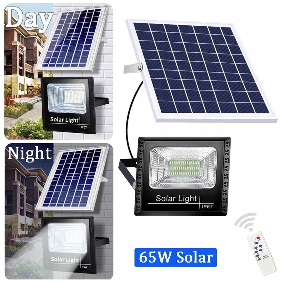 Solar Flood Light Outdoor Remote 6000K Bright White Floodlights Ip65 Waterproof Solar Power Security Light Auto On/Off Dusk To Dawnl For Yard, Gazebo, Shed, Barn. - 黑色 - 查看 1