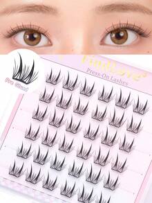 36Clusters Pre Glued Lashes Manga No Glue Needed Eyelashes C Curl Korean Style Natural Glue Free Eyelash 9-11mm False Eyelash Press On Lashes Self Adhesive Eye Lash Reusable Long Lasting Japanese Makeup Natural Look Wispy Eyelash Extensions Gift For Women & Girl Makeup Tools - C - 查看 1