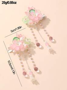 2pcs Women Floral Faux Pearl Tassel Hair Clips, Elegant Decoration For Daily, Festival, Party, Wedding, Hair Slide, Hair Barrettes, Hair Accessories For Women, Head Accessories, Spring, Flower Hair Clips, Hairpin - Multicolor - View 5