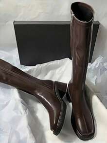 New Autumn/Winter Brown Over-The-Knee Chunky Heel Slim Boots, Classic Black Mid-Calf Riding Boots, Fashion Tall Boots For Women,Party,New Autumn/Winter Brown Over-The-Knee Chunky Heel Slim Boots, Classic Black Mid-Calf Riding Boots, Fashion Tall Boots For Women,Party - màu nâu - Xem 7