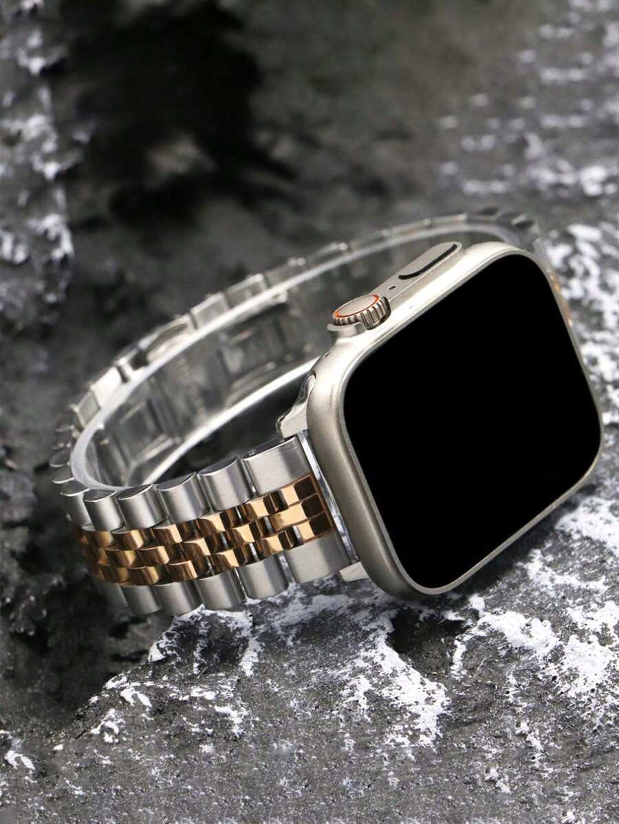 Huastonband 適用於 44mm/38mm/40mm/41mm/42mm/45mm/46mm/49mm，經典五幣設計銀色與玫瑰金不鏽鋼手錶錶帶，易拆卸快拆設計不鏽鋼手錶錶帶附拆卸工具，兼容 配件，兼容 錶帶 S11/S10/S9/S8/S7/S6/S5/S4/SE Ultra，適合商務場合、派對、節日禮物，男女通用配件
