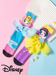 Cute 3D Disney Children's Princess Series Knee-High Stockings, Fashionable Snow White Children's Stockings Party, High-Quality Gifts, School Is Back In Session, Fun And Fashionable Disney Little Fan Disney Princess Calf Stockings - Multicolor - View 2