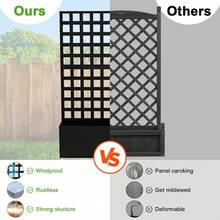 Caja de Plantación Metálica de Exterior Cama de Jardín Elevada con Rejilla Orificio de Drenaje para Plantas Trepadoras Flores Vegetales 73"x47"x12" - Negro - Raya horizontal - Con ruedas - Ver 6