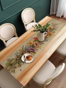 1pc Elegant Floral Easter Egg Table Runner - Spring Tablecloth, Suitable For Easter, Wedding, Birthday, Mother's Day - Decor - For Home, Restaurant, Buffet Table Decoration - Purple - View 4