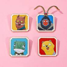 1/4 件装 时尚卡通胸针 可爱动物珐琅别针 金属徽章 首饰 服装 背包配饰 礼品