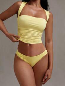 XLLAIS Moderiktigt Vitt Linne med Krage, Avslappnad Semesteranpassad, Lämplig För Alla Säsonger - Gul - Visa 3