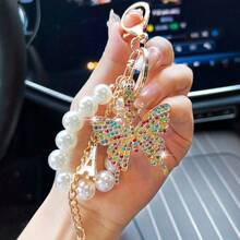 Fashion Crystal-Like Butterfly Keychain – Unisex Alloy Eiffel Tower Pendant, Car, Bag & Phone Case Accessory, Creative Gift - 蝴蝶A - 查看 8