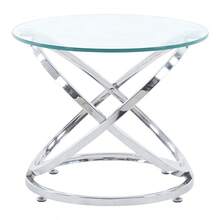 1PC Minimalist Round Glass Top Table, Silver Metal Legs For Living Room/Balcony/Cafe/Office, Multi-Functional Tea Table/End Table/Dining Table, 52x52x46cm Compact Design - Silver - View 8