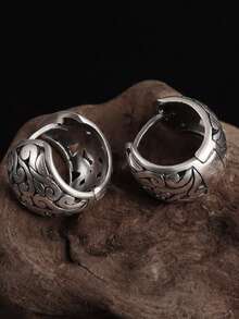 Đôi bông tai khoét rỗng kiểu cổ điển, thiết kế thời trang và đơn giản, không gây dị ứng, phụ kiện trang sức thanh lịch cho buổi tối, món quà lý tưởng cho phụ nữ. - Thời trang - Xem 4