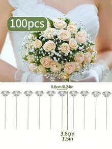 500pcs/300pcs/1100pcs Diamond Flower Bouquet Pins, Sequin Flower Wreath Pins, 1.5 Inch Crystal Rhinestone Diamond Embellishments For Floral Bouquets, Wedding Decorations, Bridal Hair Accessories, Jewelry Crafts, DIY Handmade Projects, Sewing Room Decor, Halloween Decorations, Wedding Decorations, Fall Decor - Multicolor - View 9