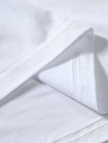 Men's Casual Retro Sports Style Letter & Number Print V-Neck Contrast Striped Trim Short Sleeve T-Shirt, Summer - White - View 4