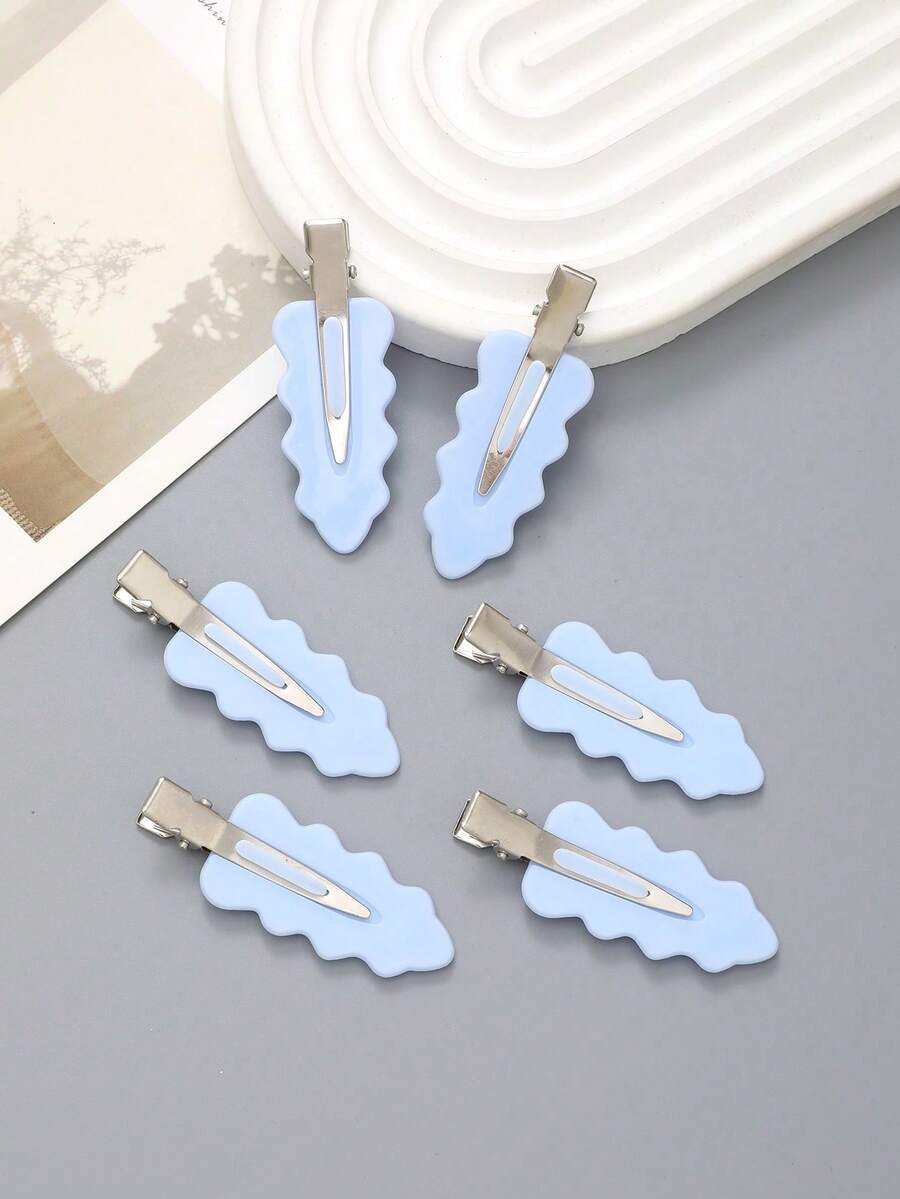 1个叶形基础实用刘海夹，无缝发型造型化妆夹，鸭嘴夹发饰 - 藍色 - 查看 1