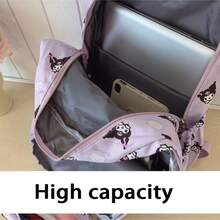 2pcs Sanrio Large Capacity Nylon Backpack Set, With Cute Character Prints Aesthetic Style Student Bookbag, Comes With Matching Pencil Case, Multi-Compartment Design Fits Laptop, Durable Travel Backpack Suitable For Women And College Students - Multicolor - View 9