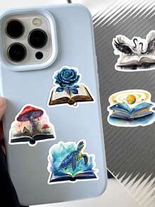 50pcs Cartoon Magic Book Stickers Cute And Unique Designs Perfect For Scrapbooks, Water Bottles, Laptops, Parties, Suitcases, Desktops, And Holiday Gift Decorations - Multicolor - View 3