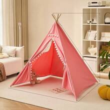1pc Portable Children's Teepee Tent, Kids Play House, Baby Room Decor, Children's Canvas Teepee Tent, Cone Tent, Kids Mini Beach Tent - Multicolor - View 12