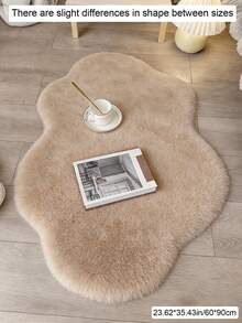 1pc Asymmetrical Cloud-Shaped Faux Rabbit Fur Rug, Soft, Fluffy, Easy To Clean, Cozy & Cute Indoor Decor Carpet, Suitable For Bedroom, Living Room, Sofa, Coffee Table, Dressing Room, Tea Room, Etc. - Light Beige - View 5