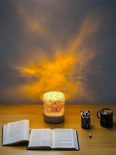 1pc 16 Color Realistic Flame USB Light | Warm Light Nightlight | Crystal Lamp | USB Powered | Projection Lamp | LED Light | Office Desk Lamp | Atmosphere Decor Light | Suitable For Room, Bedroom, Living Room, Dining Room, Office | Perfect Gift For Christmas, Valentine's Day, Halloween, Birthday